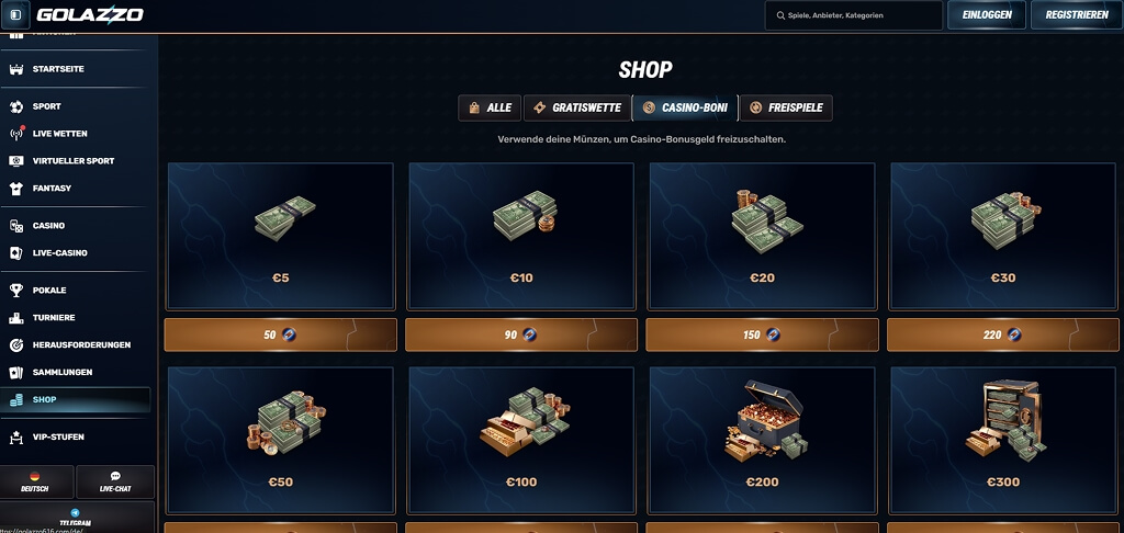 Golazzo Casino DE Bonus-Kaufen