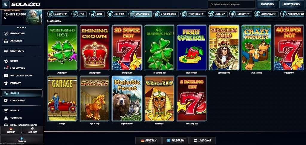 Golazzo Casino DE - Spiele